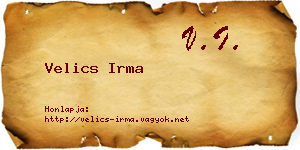 Velics Irma névjegykártya