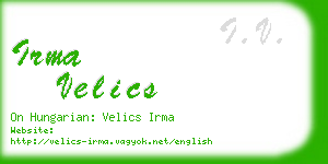 irma velics business card